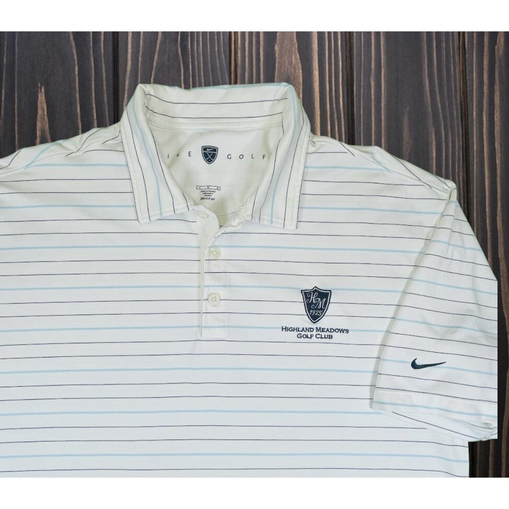 Nike Dri-Fit UV Golf Polo Sz Large‎ Highland Meadows Golf Club